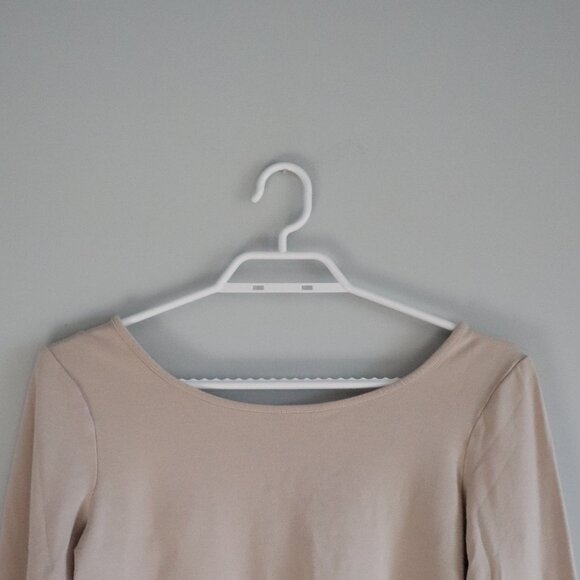 Contemporaine Par Simons Boat Neck Casual Beige M Scoop Back Long Sleeve T-Shirt - Picture 3 of 10